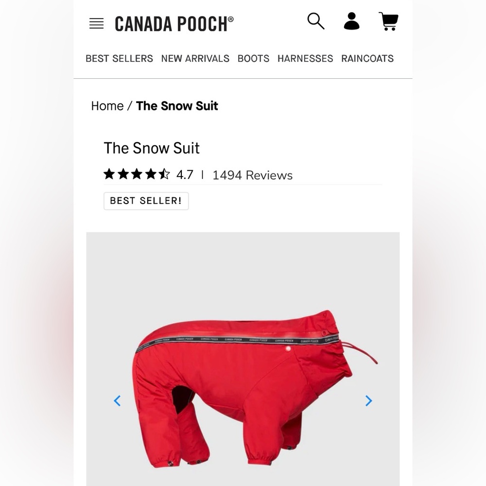 Canada Pooch Red Snow Suit for Dogs